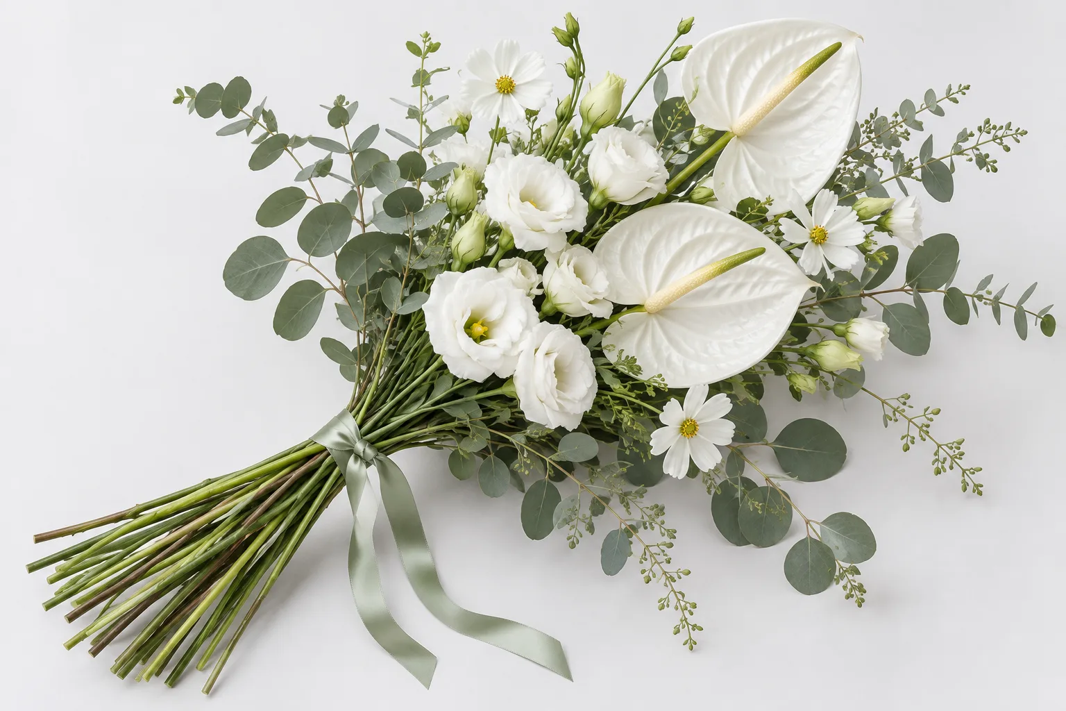 ホワイトとグリーンの花束